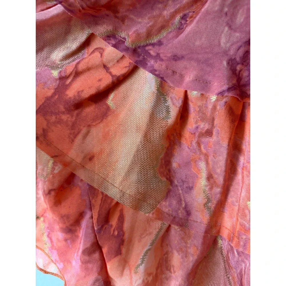 Pahiesa Formentera Silk Mini Skirt XS Tiered Smocked Ruffle Boho